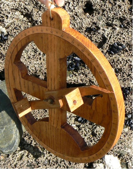 Personne pesant l'astrolabe nautique